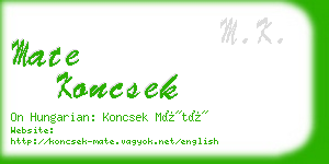 mate koncsek business card